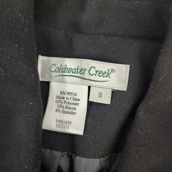 Coldwater Creek Womens Jacket Size Small Pockets Button Up Black Stretch Lined - Picture 10 of 10